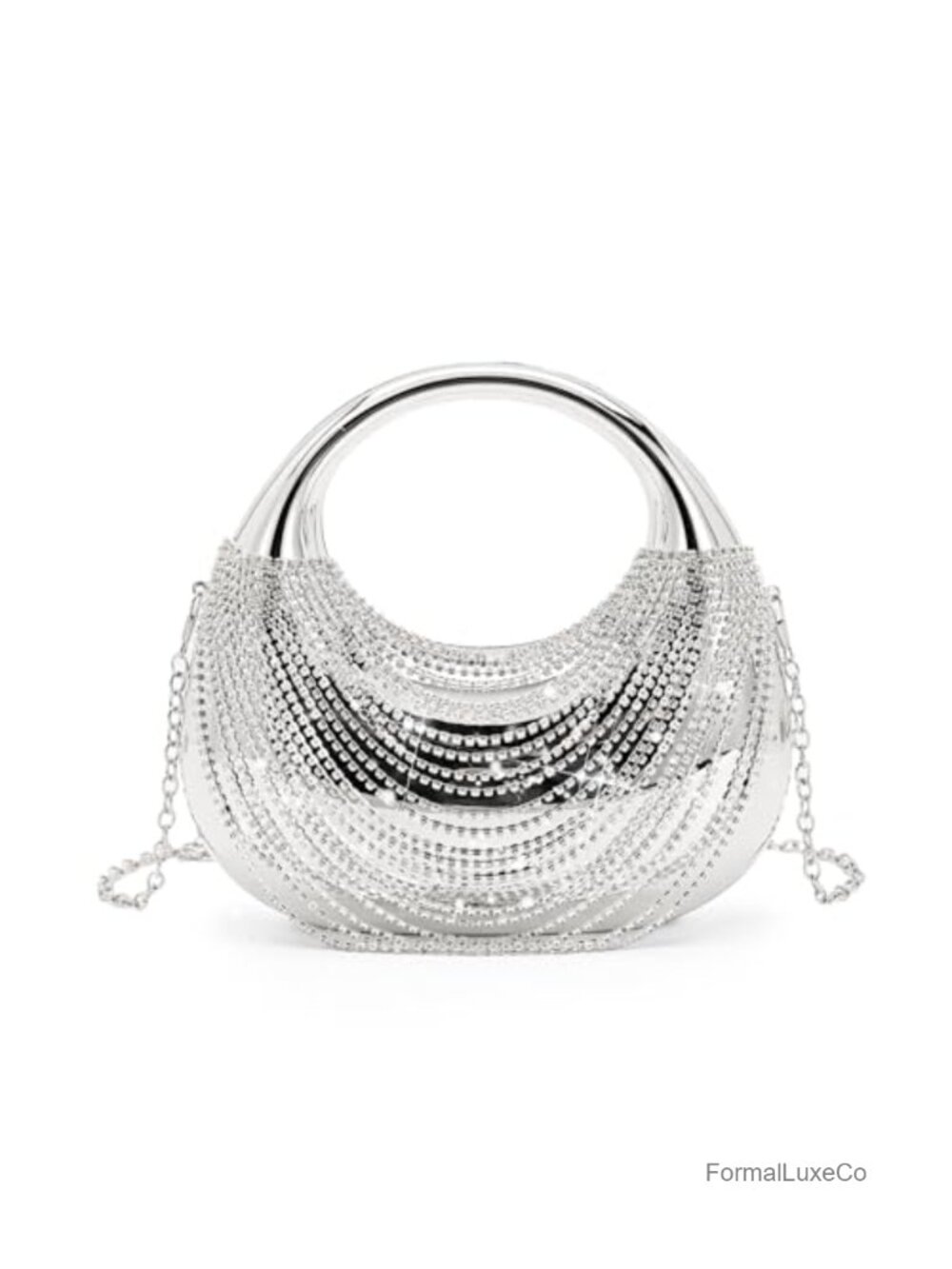 Glamorous Rhinestone Tassel Evening Bag with Chain Strap